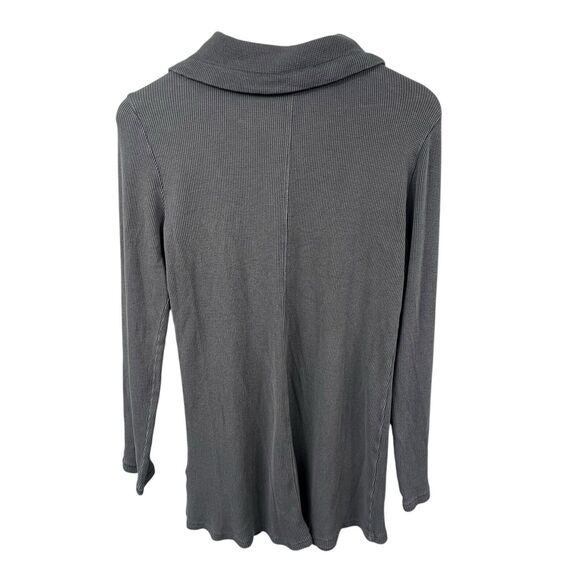 Soft Surroundings Gray Thermal Waffle Knit Cowl Neck Tunic Top Size PM - Picture 10 of 12